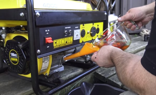 oil changing process in a generator